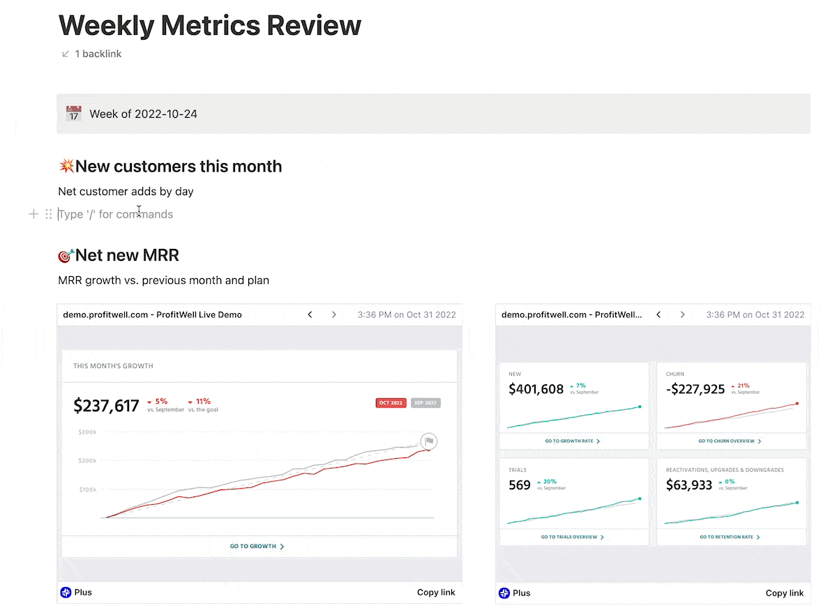 GIF of creating an embed in Notion